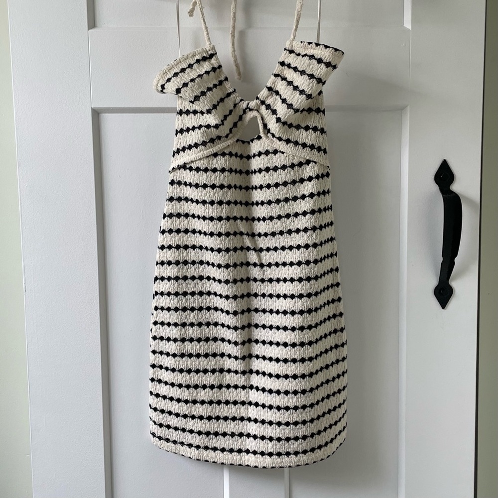 Pull&Bear Black And Cream Patterned Knit Dress - image 1